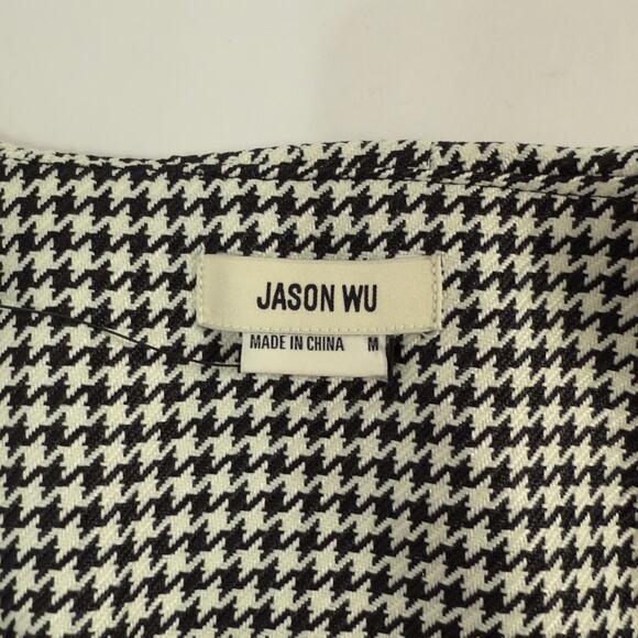 Jason Wu M Womens Houndstooth Wrap Mini Dress Black White NWOT - Picture 3 of 11